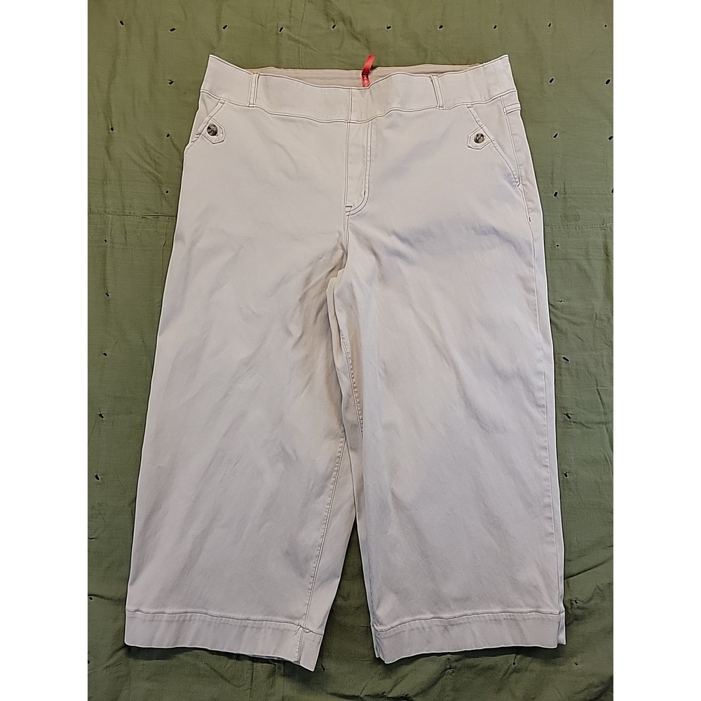 SPANX Womens Tapered Pants Beige Stretch Chino Trouser 3X Petite See Description